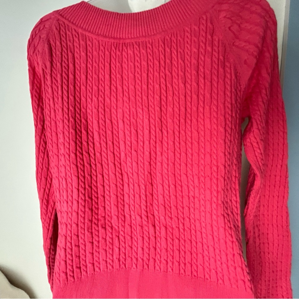 Talbots Barbiecore Pink Ribbed Sweater Small - Picture 4 of 10